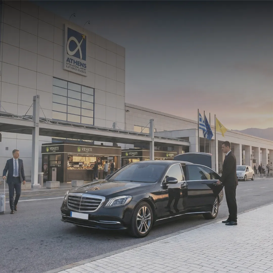 VIP μεταφορά στελεχών με Mercedes S-Class από το Αεροδρόμιο Αθηνών για τα Ποσειδώνια 2026.